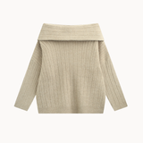 Off Shoulder Strik Sæt - Beige