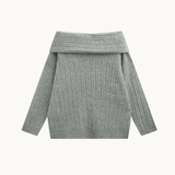 Off Shoulder Strik Sæt - Grå