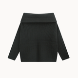 Off Shoulder Strik Sæt - Sort