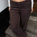 Elira Low Waist Bukser - Brun - ByStenholt.dk