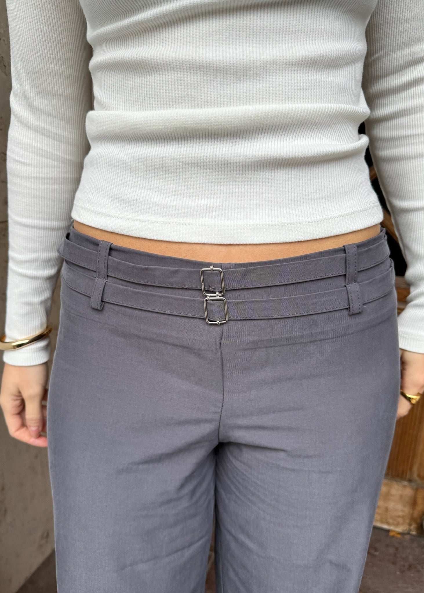 Elira Low Waist Bukser - Grå - ByStenholt.dk