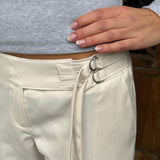 Low Waist Bukser med Spænde - Hvid - ByStenholt.dk