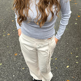 Low Waist Bukser med Spænde - Hvid - ByStenholt.dk