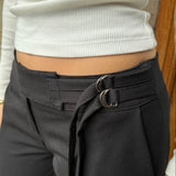 Low Waist Bukser med Spænde - Sort - ByStenholt.dk