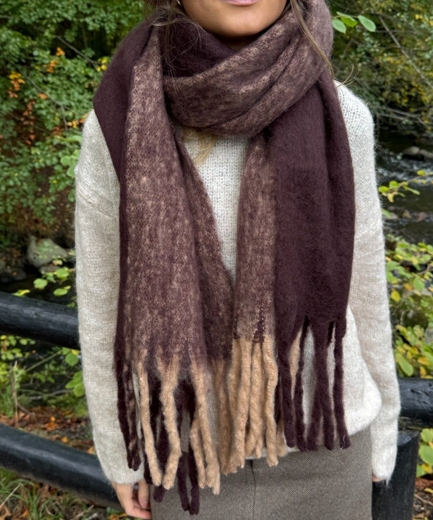 Tofarvede Tørklæde - Brun - ByStenholt.dk