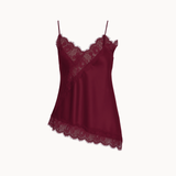 Asymmetrisk Satin Top - Bordeaux