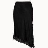 Asymmetrisk Satin Nederdel - Sort