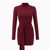 Tie Waist Mini Kjole - Bordeaux