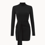 Tie Waist Mini Kjole - Sort
