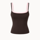 Active Dobbeltlags Tanktop - Mørkebrun/Lyserød