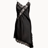 Asymmetrisk Satin Kjole - Sort