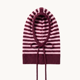Strikket Balaclava - Stribet Lyserød