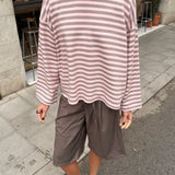 Lykke Stribet Bluse - Lyserød/Beige