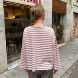 Lykke Stribet Bluse - Lyserød/Beige