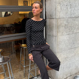 Langærmet Polka Bluse - Sort