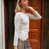 Langærmet Polka Bluse - Creme