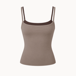 Active Dobbeltlags Tanktop - Beige/Mørkebrun - ByStenholt.dk