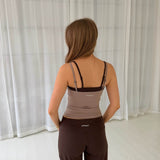 Active Dobbeltlags Tanktop - Beige/Mørkebrun - ByStenholt.dk