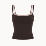 Active Dobbeltlags Tanktop - Mørkebrun/Beige - ByStenholt.dk