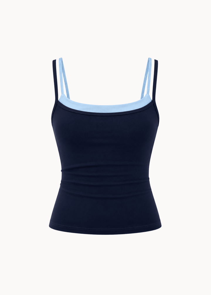 Active Dobbeltlags Tanktop - Navy/Lyseblå - ByStenholt.dk