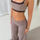 Active Dobbeltlags Top - Beige/Mørkebrun