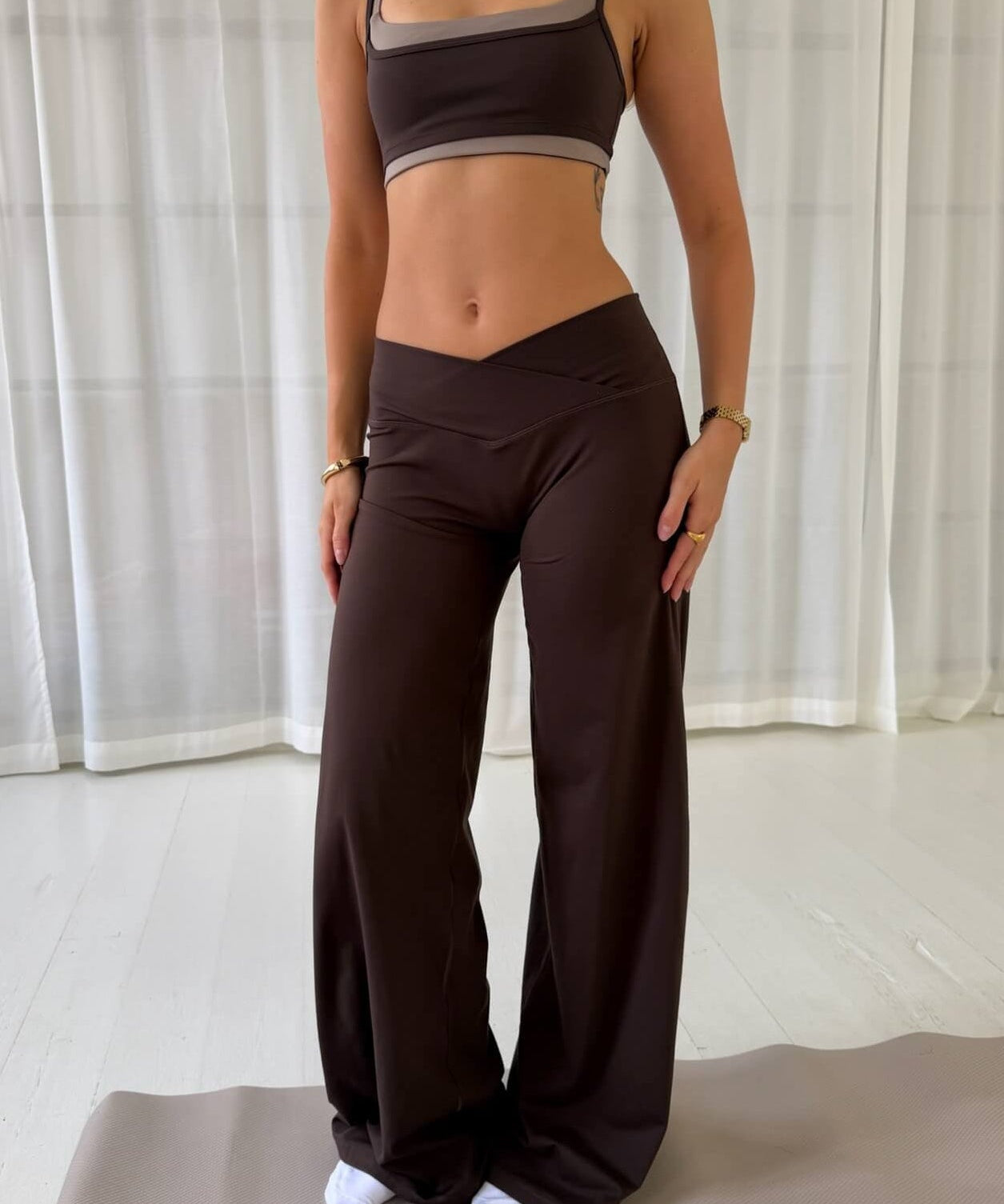 Active Straight Wrap Tights - Mørkebrun - ByStenholt.dk