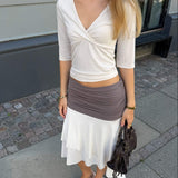 Aia Asymmetrisk Midi Nederdel - Creme/Taupe - ByStenholt.dk