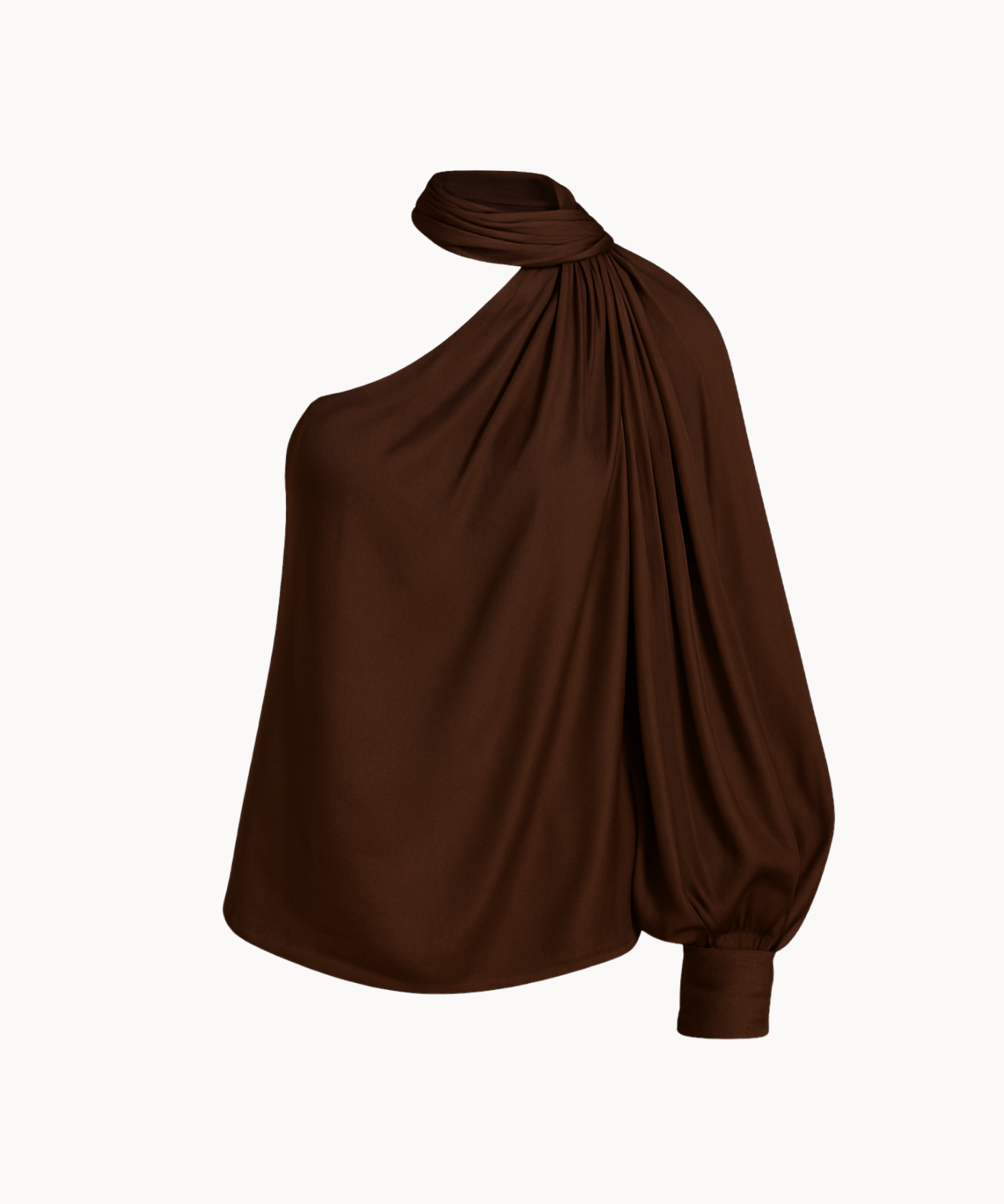 Alessa One Shoulder Bluse - Mørkebrun - ByStenholt.dk