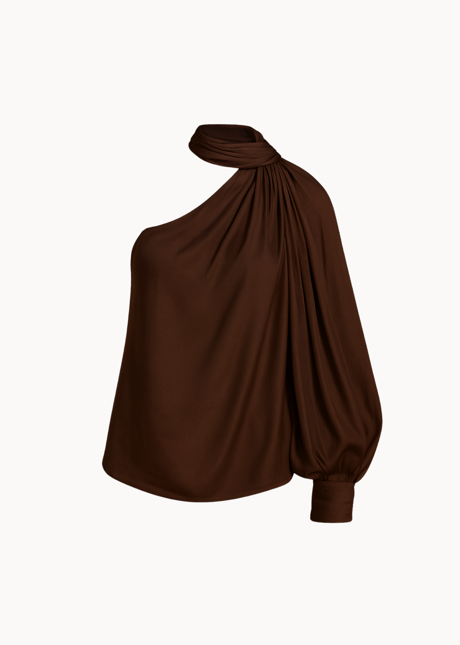 Alessa One Shoulder Bluse - Mørkebrun - ByStenholt.dk