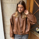 Amira Belted Lædderjakke - Camel - ByStenholt.dk