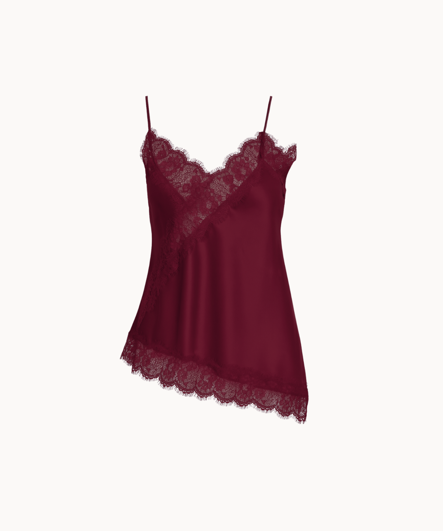 Asymmetrisk Satin Top - Bordeaux - ByStenholt.dk