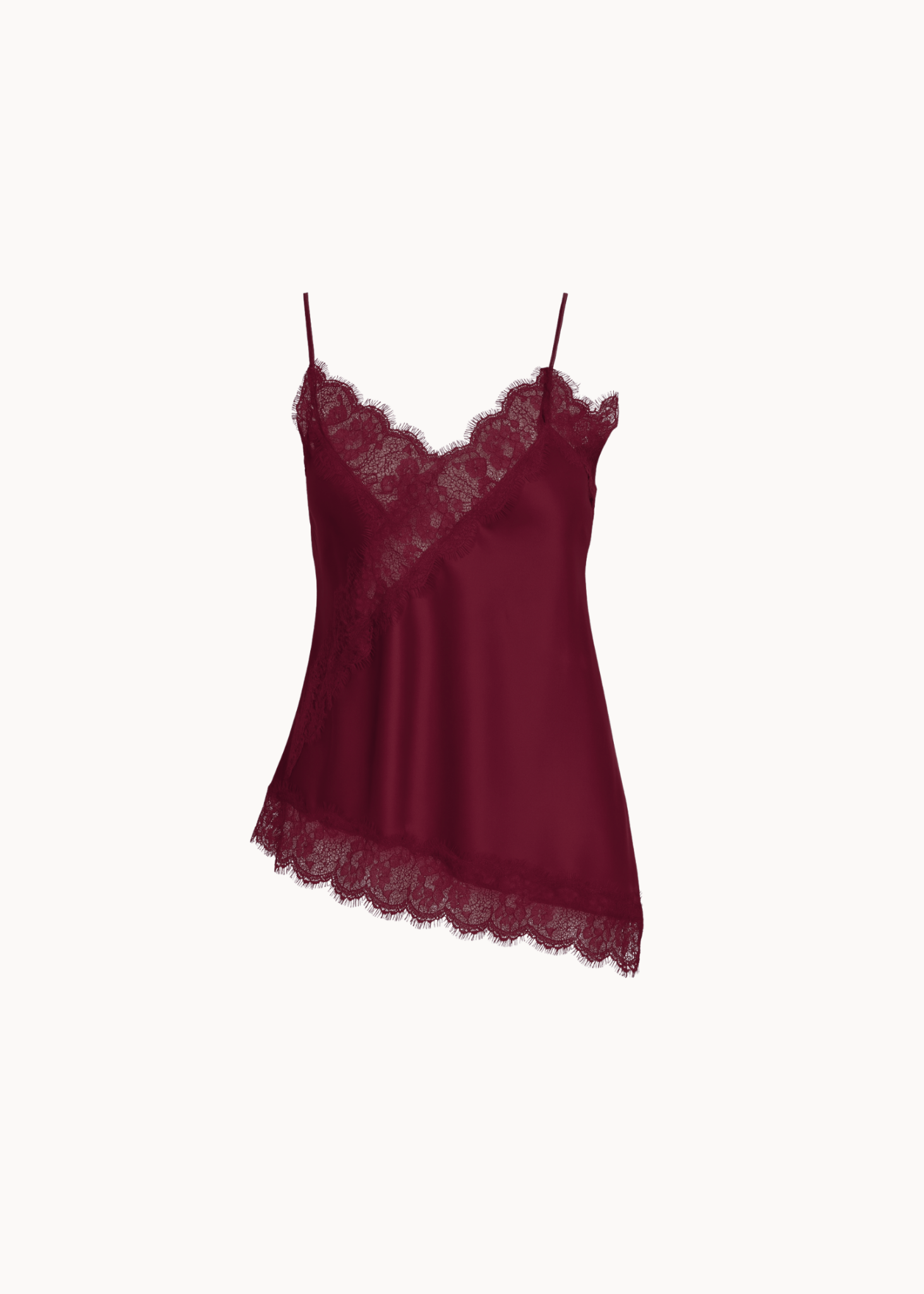 Asymmetrisk Satin Top - Bordeaux - ByStenholt.dk