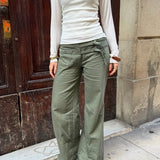 Audrey Low Waist Jeans - Khaki - ByStenholt.dk