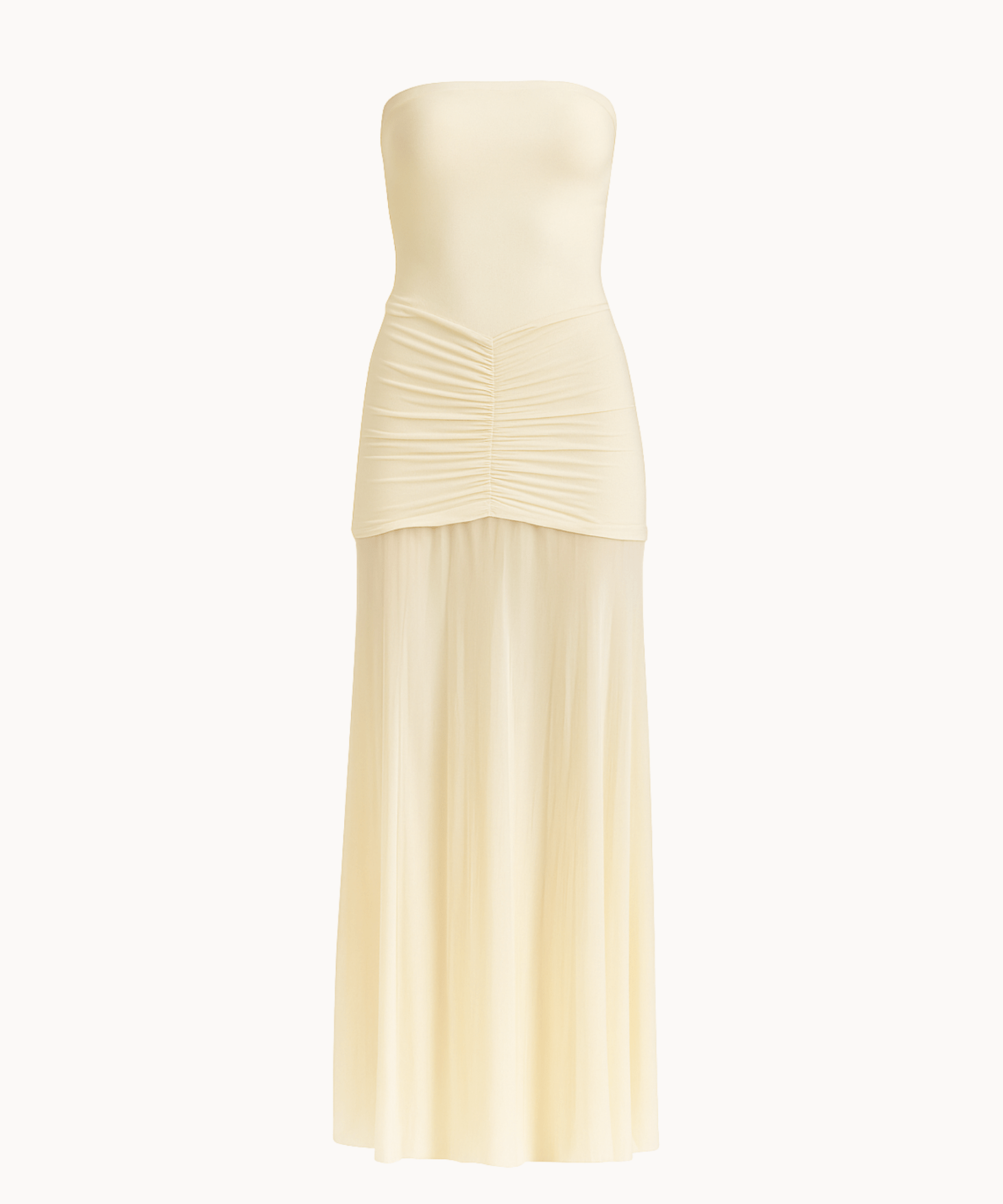 Aura Mesh Maxi Kjole - Creme - ByStenholt.dk