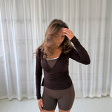 Ballet Wrap Bluse - Mørkebrun - ByStenholt.dk
