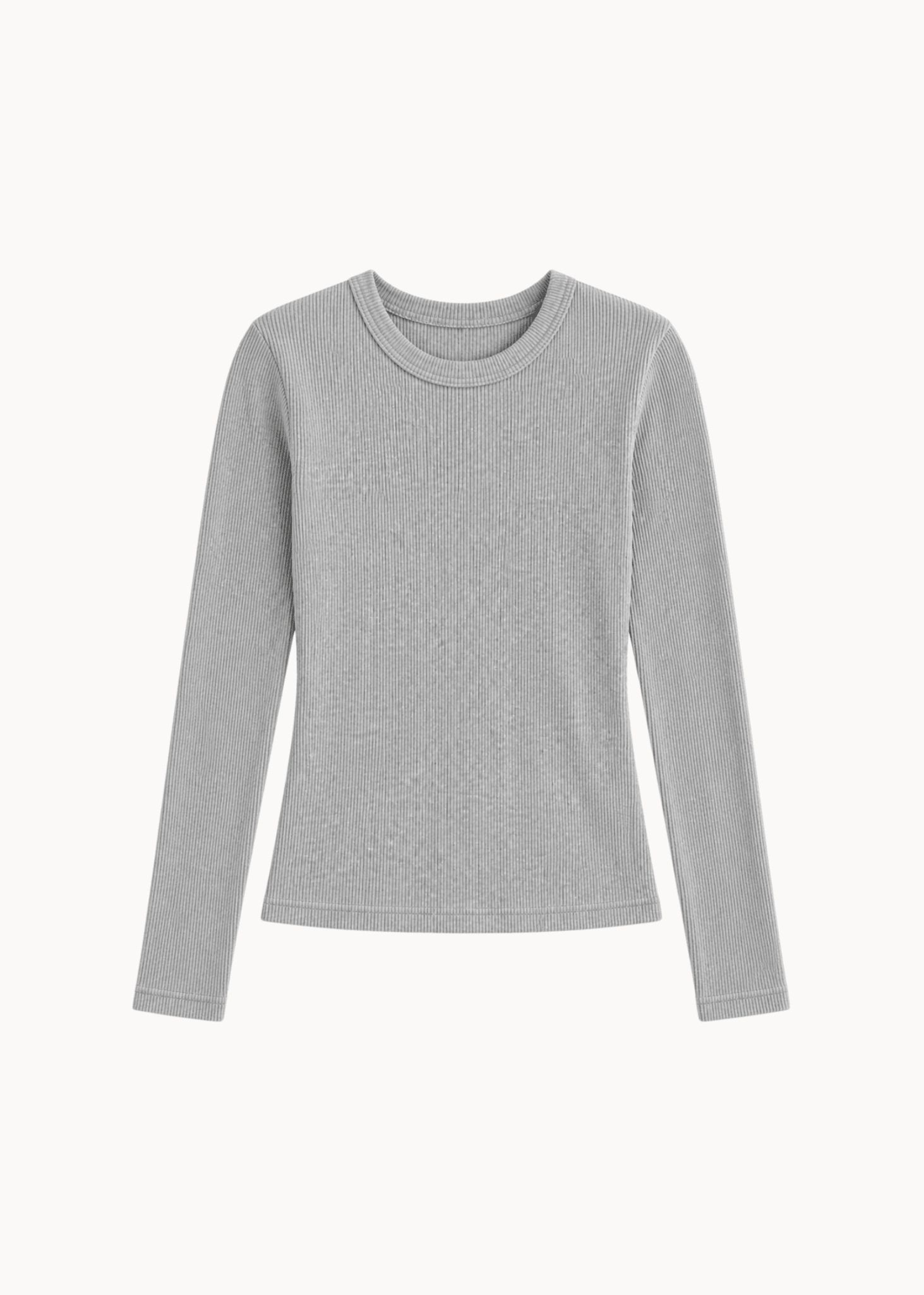 Basic Ribbet Bluse - Grå - ByStenholt.dk
