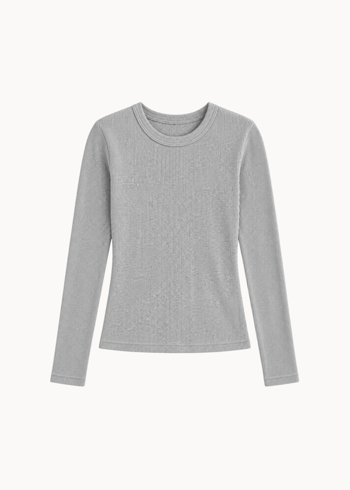 Basic Ribbet Bluse - Grå - ByStenholt.dk