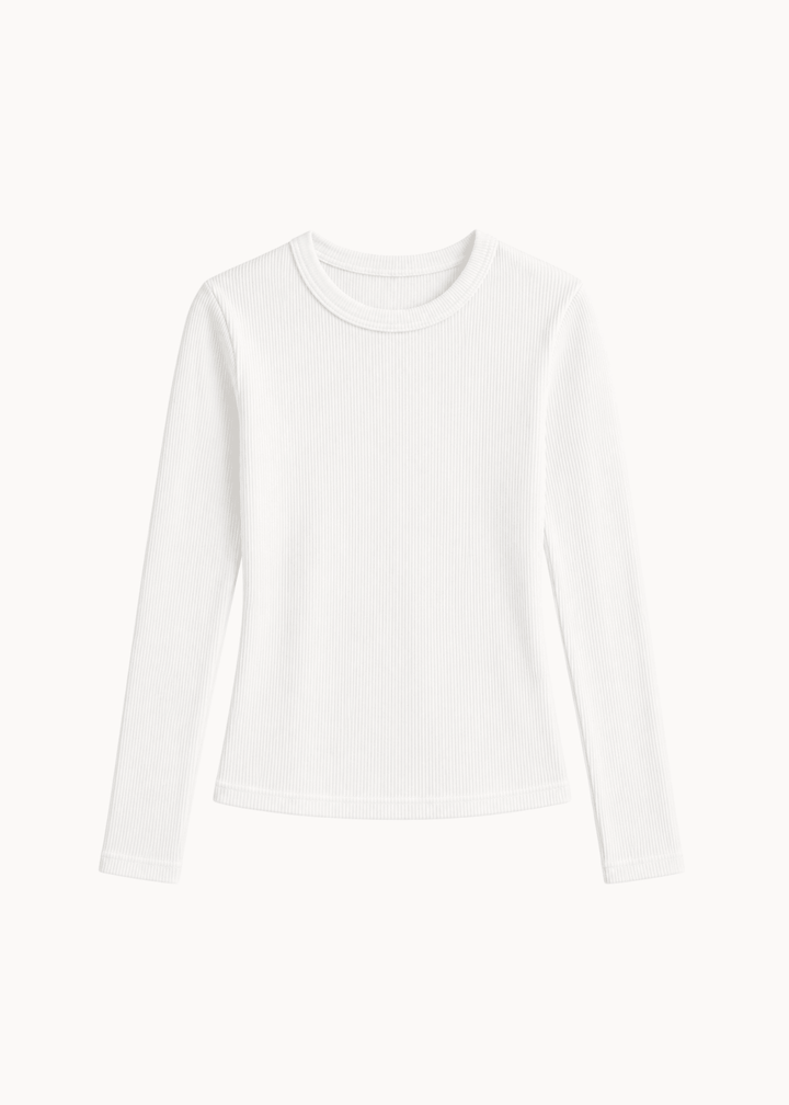 Basic Ribbet Bluse - Hvid - ByStenholt.dk