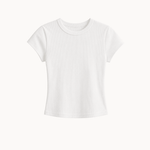 Basic Ribbet T-shirt - Hvid - ByStenholt.dk