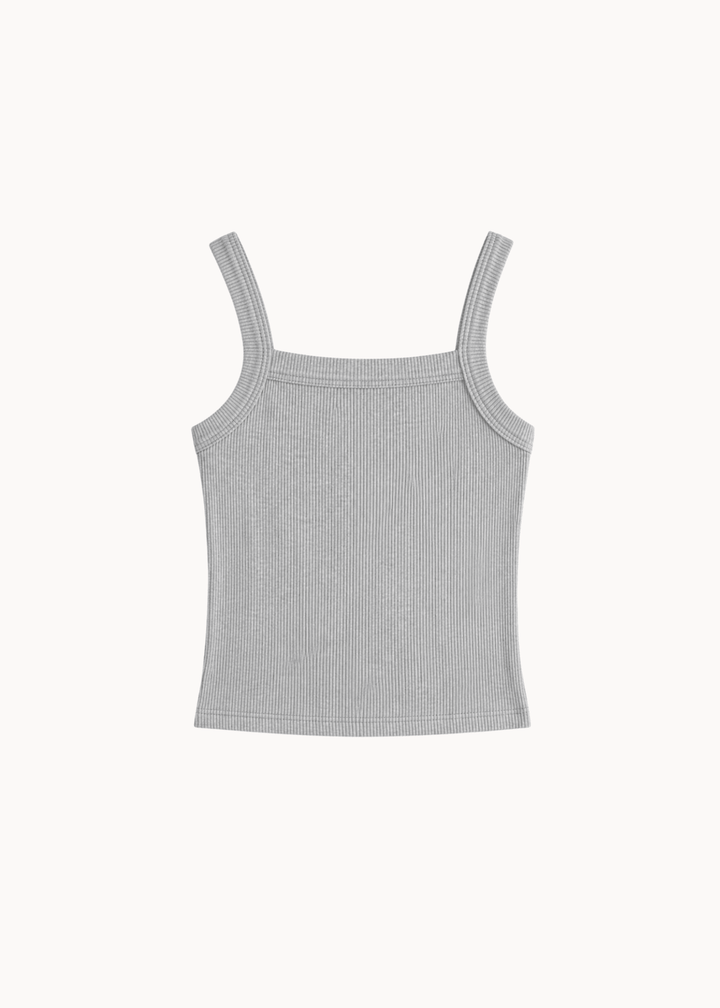 Basic Ribbet Tanktop - Grå - ByStenholt.dk