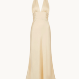 Bella Halterneck Kjole - Smørgul - ByStenholt.dk