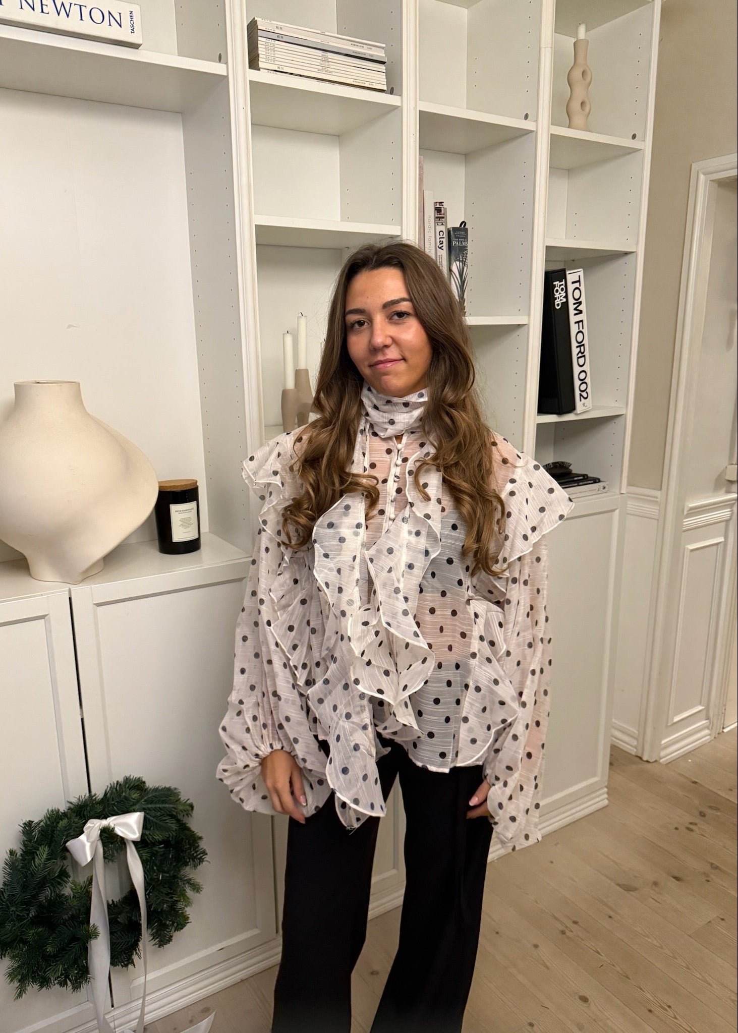 Belle Polka Skjorte - Hvid - ByStenholt.dk