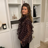 Belle Polka Skjorte - Mørkebrun - ByStenholt.dk