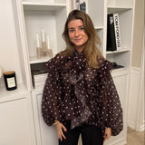 Belle Polka Skjorte - Mørkebrun - ByStenholt.dk