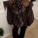 Belle Polka Skjorte - Mørkebrun - ByStenholt.dk