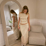 Celeste Maxi Paillet Nederdel - Sart Lyserød - ByStenholt.dk