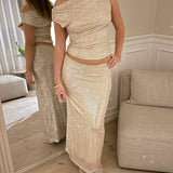 Celeste Maxi Paillet Nederdel - Sart Lyserød - ByStenholt.dk