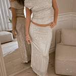 Celeste Maxi Paillet Nederdel - Sølv - ByStenholt.dk