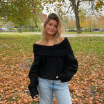 Chunky Off Shoulder Strik - Sort - ByStenholt.dk
