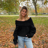 Chunky Off Shoulder Strik - Sort - ByStenholt.dk